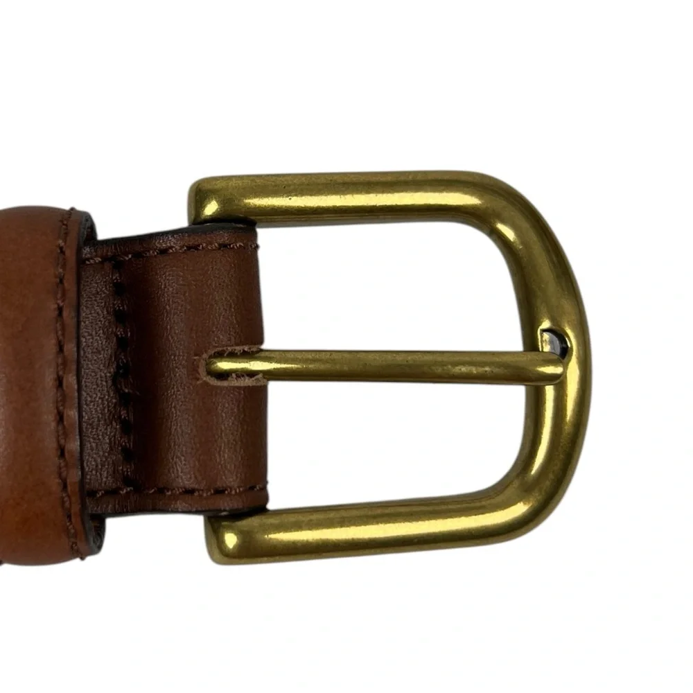 L.L. Bean Brown Full Grain Leather Made In USA Belt Mens Size 38 Casual EUC - Picture 6 of 12